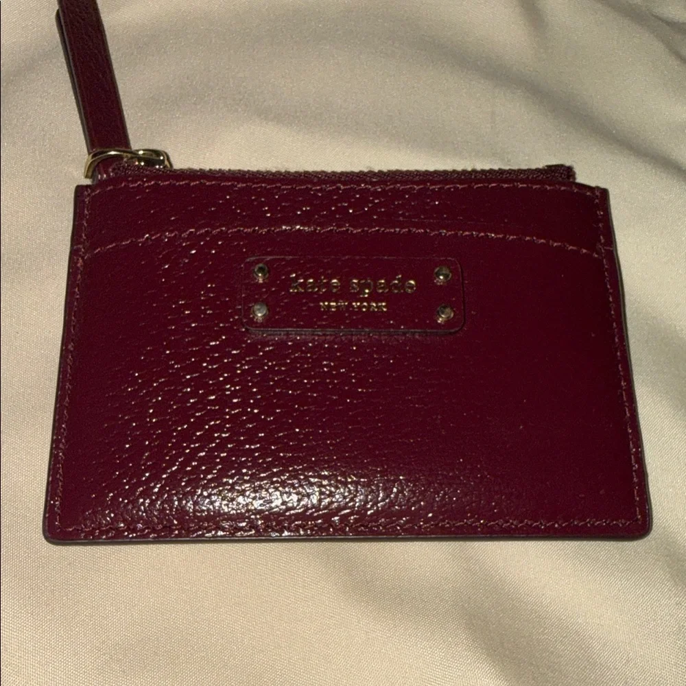 NWT Kate Spade small zip cherrywood Card Holder